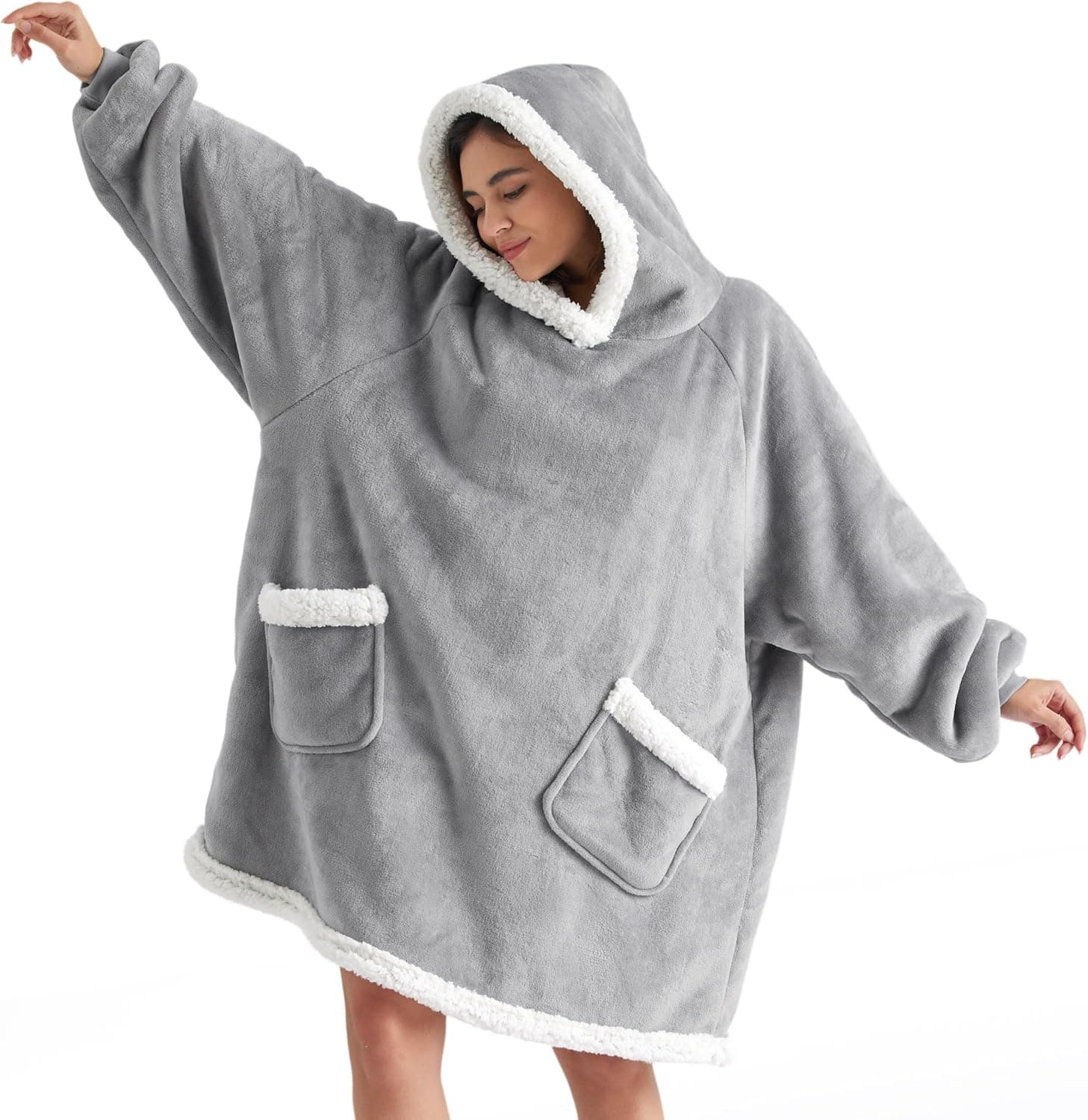 Sherpa Hoodie Wearable Blanket
