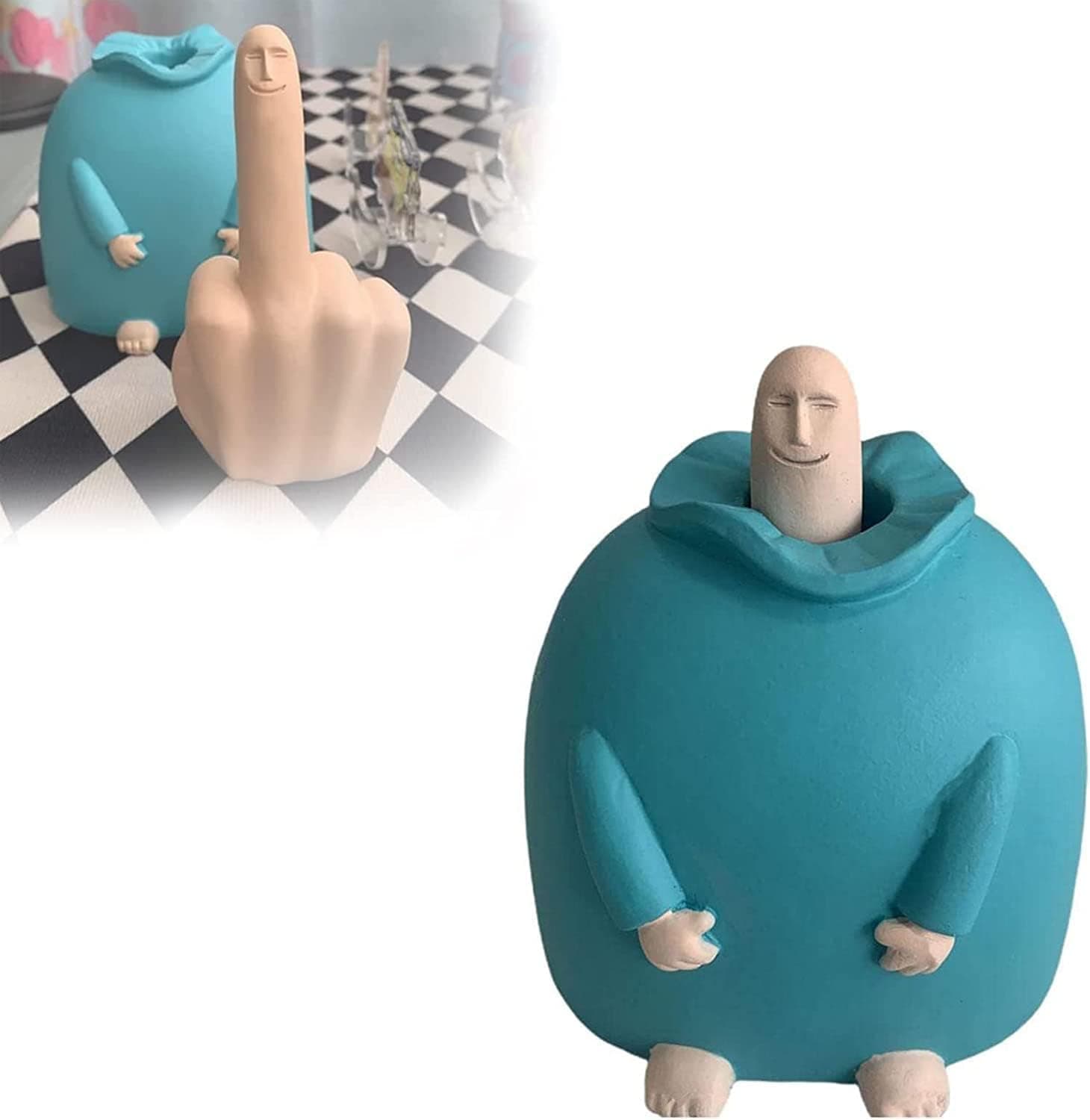 Smiling Middle Finger Desk Statue