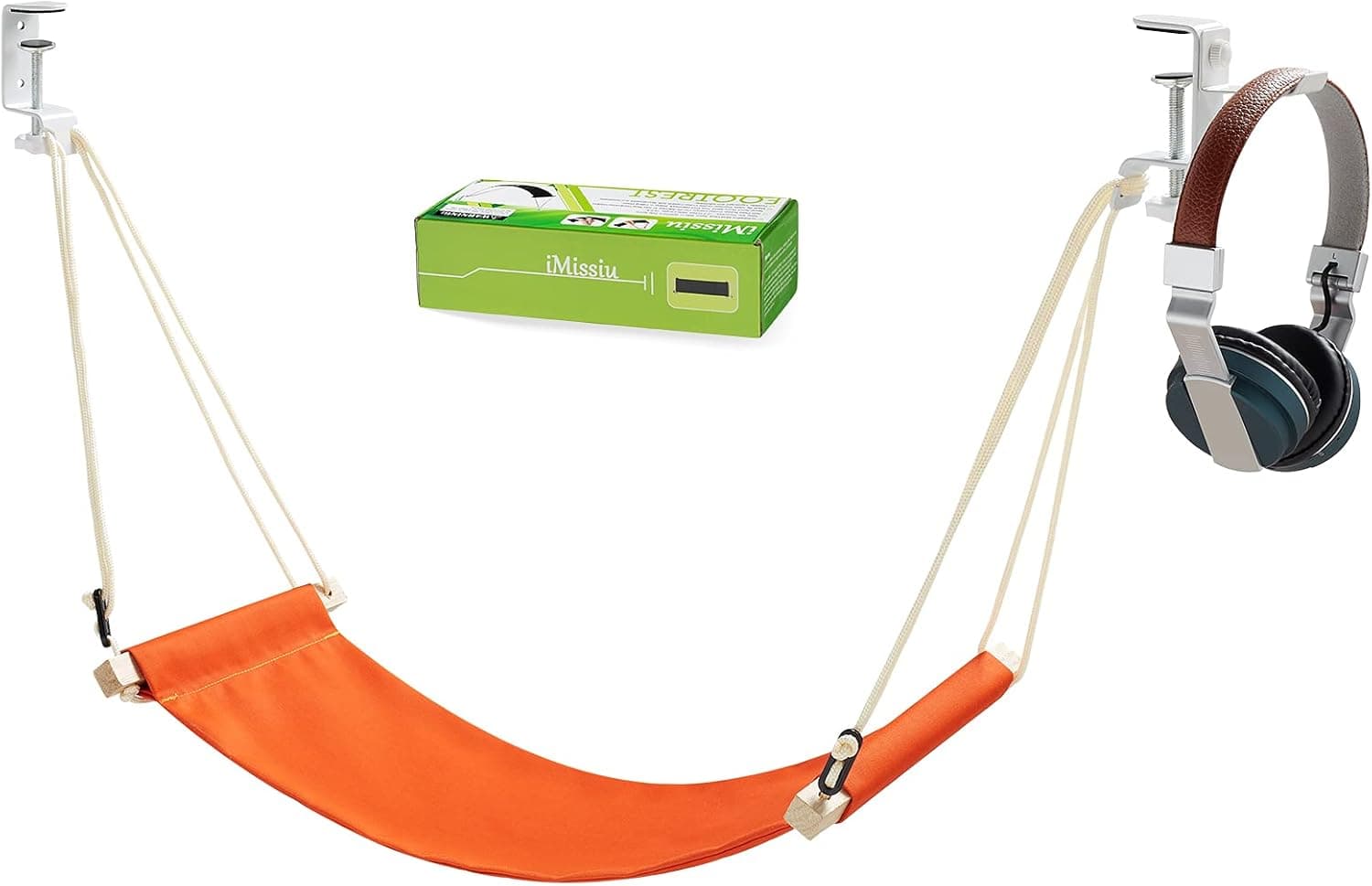 Under-Desk Foot Hammock with Headphone Holder