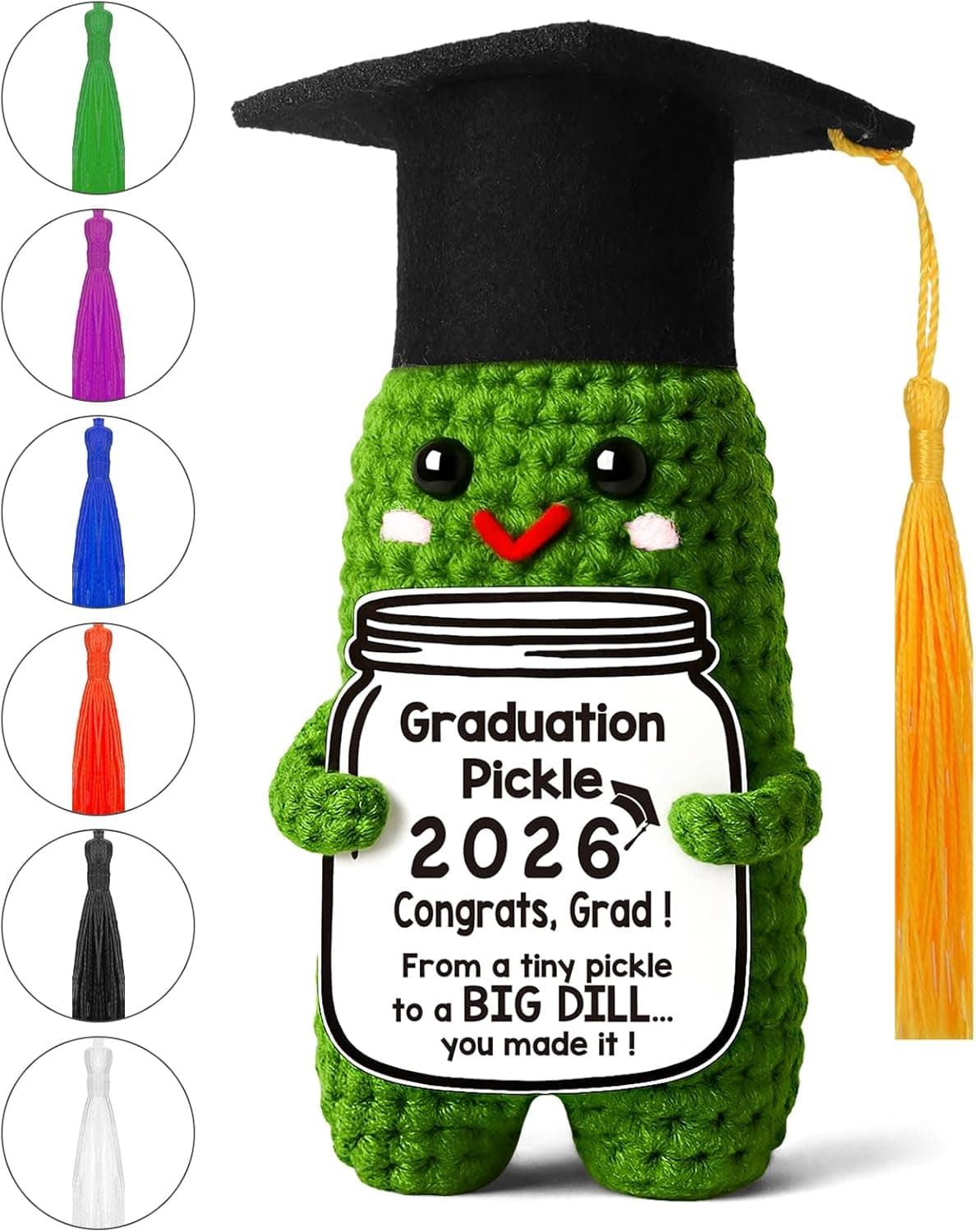 Handmade Crochet Graduation Pickle Gift