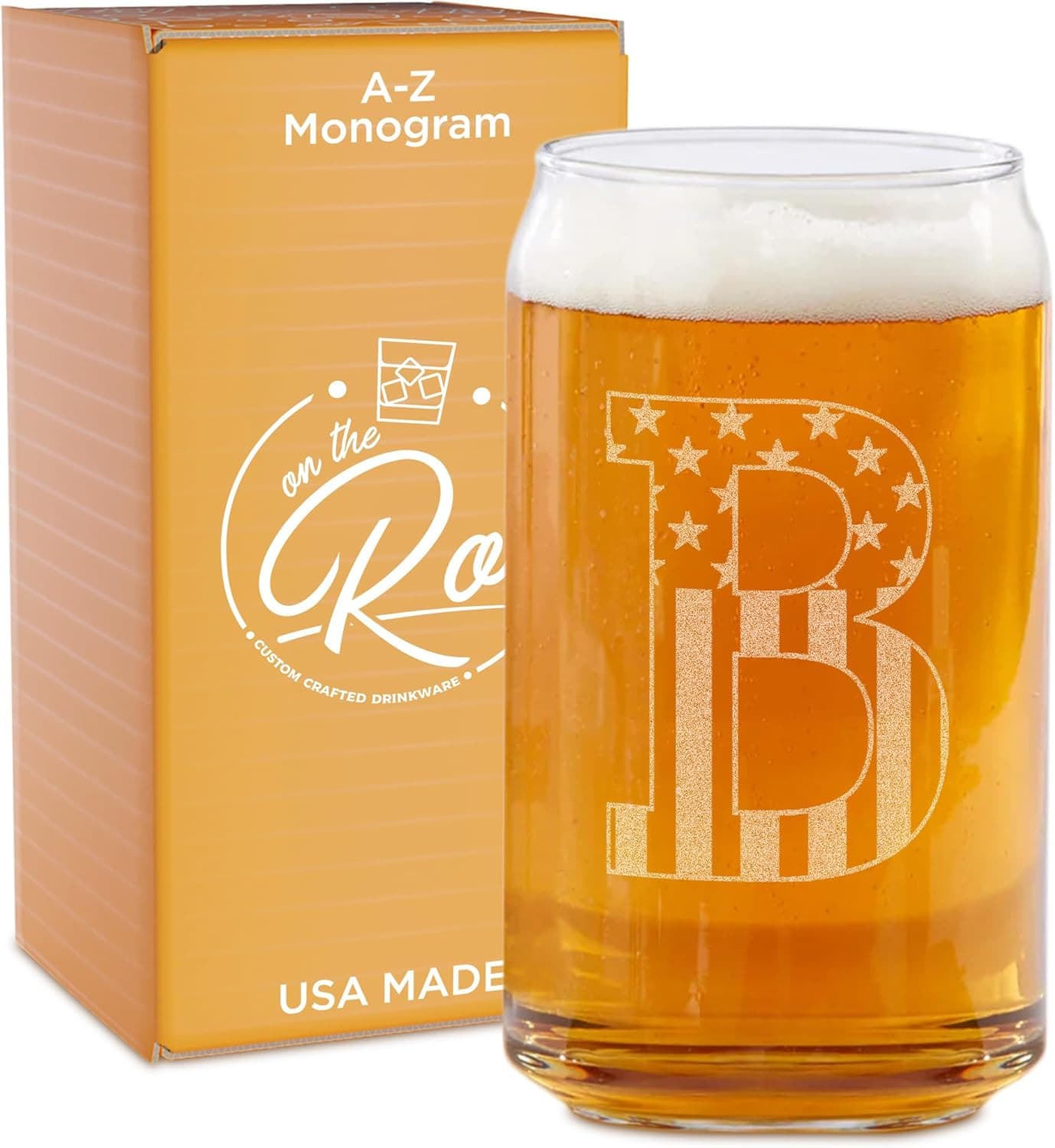 A-Z Monogram Beer Glasses for Men 16 oz
