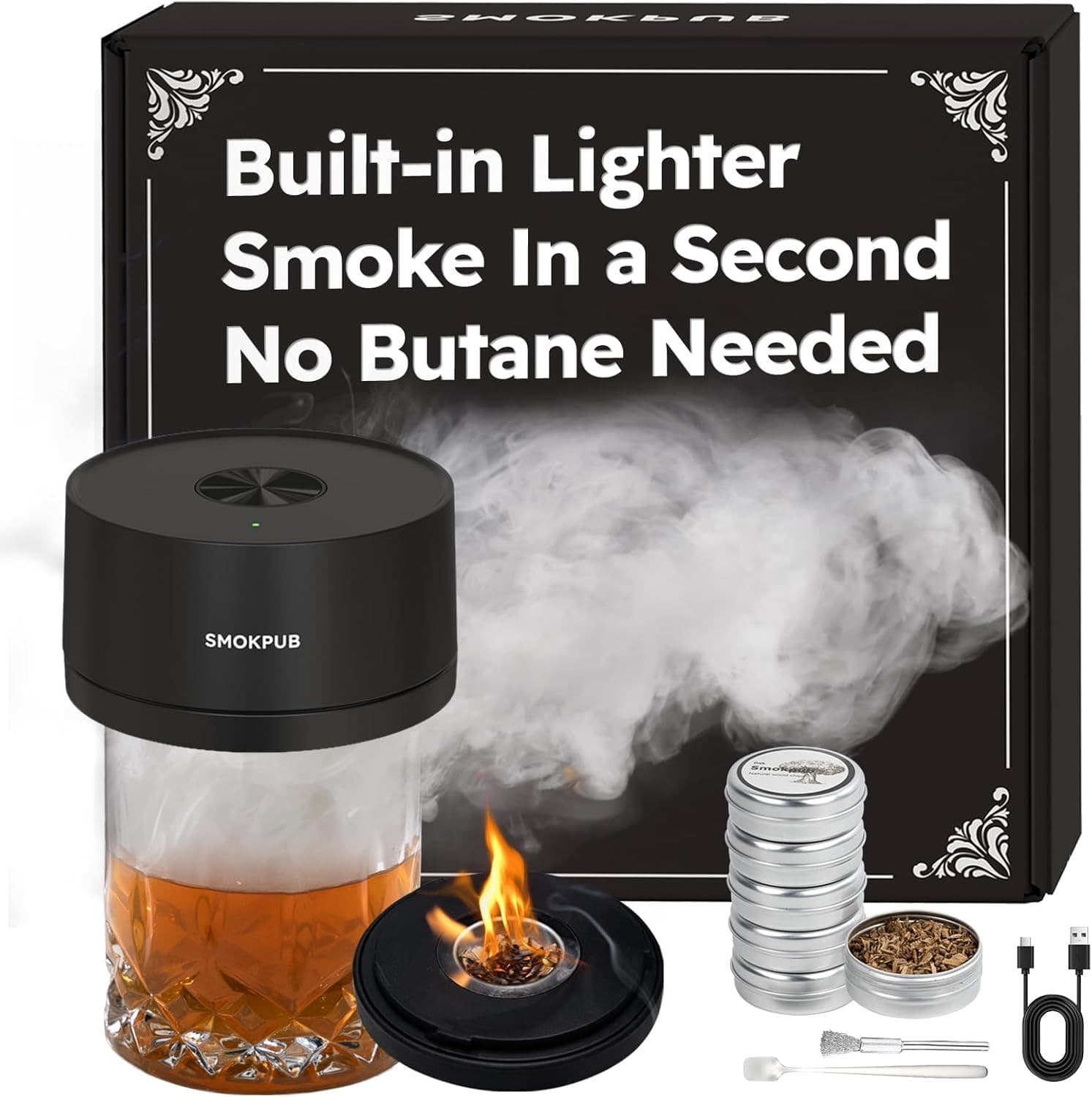 Electric Whiskey Smoker Kit with 6 Wood Chips