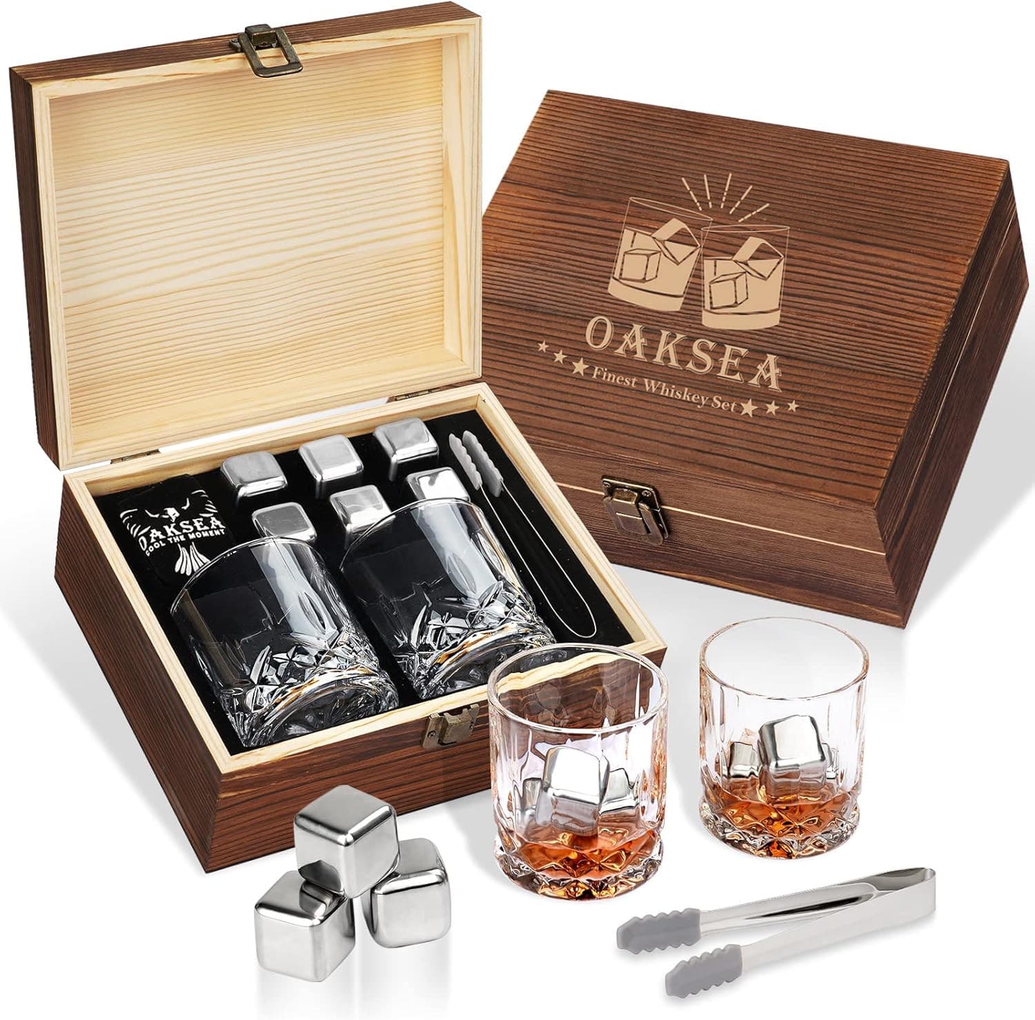 Stainless Steel Whiskey Glasses and Whiskey Stones Set